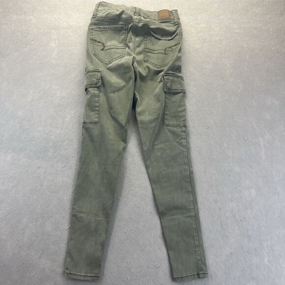 American Eagle Cargo Pants Womens Size 2 Green Super Stretch High Rise Jegging - Picture 4 of 12